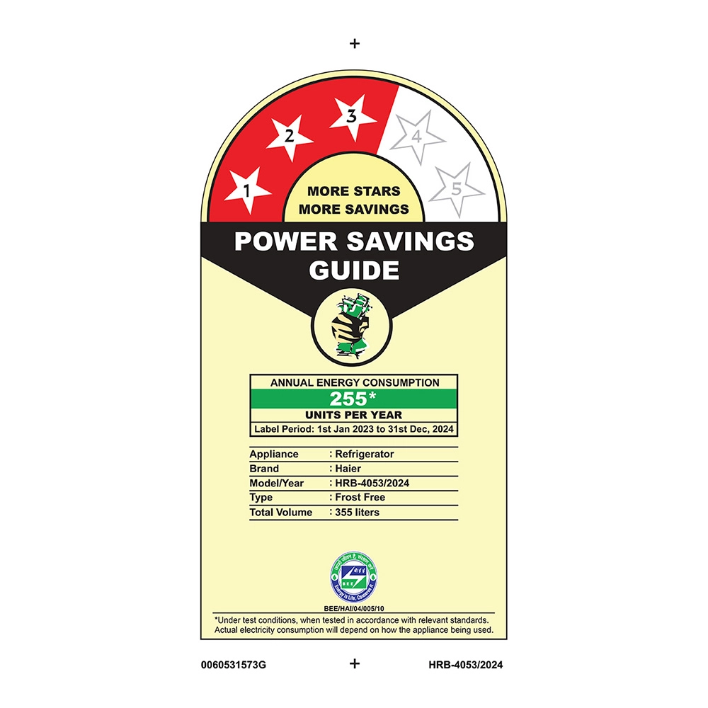 Haier 355L  2 Star  Black Glass Bottom Mount Refrigerator